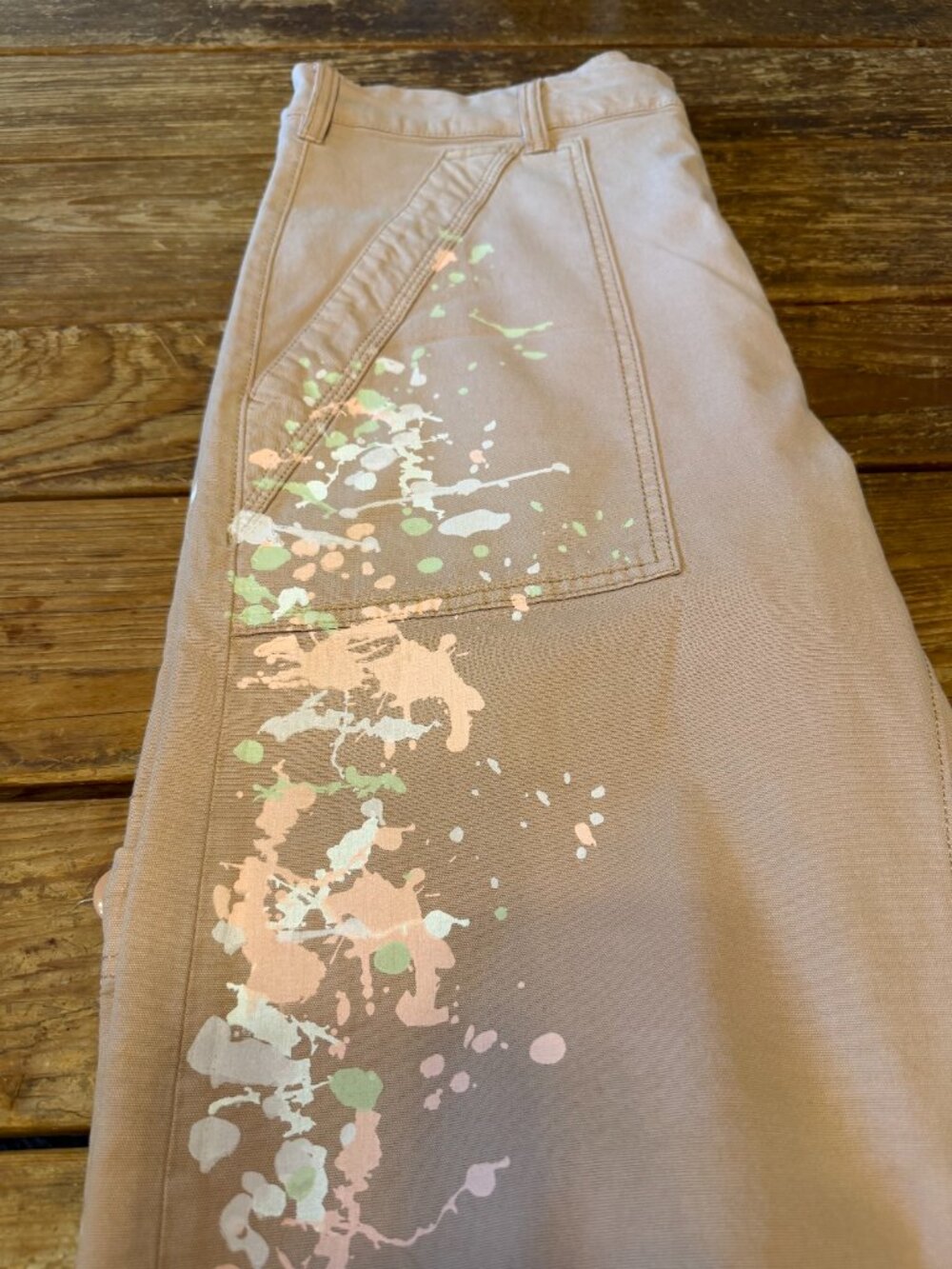Pilcro The Millie Low Slung Barrel Pant, Paint Splatter - size 30 - Picture 5 of 8